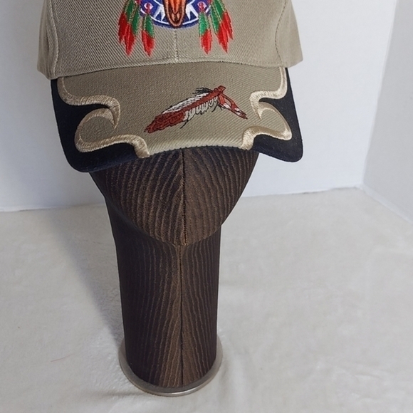 Texas Head Wear Western Native American Inspired Tan Baseball Cap with appliques - Picture 4 of 10